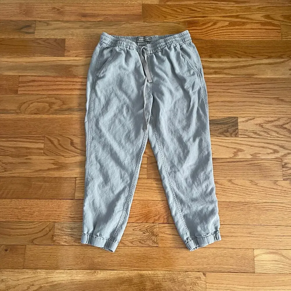 J. Crew Point Sur Seaside Pant 4 Gray Linen Blend High Rise Jogger Casual Crop